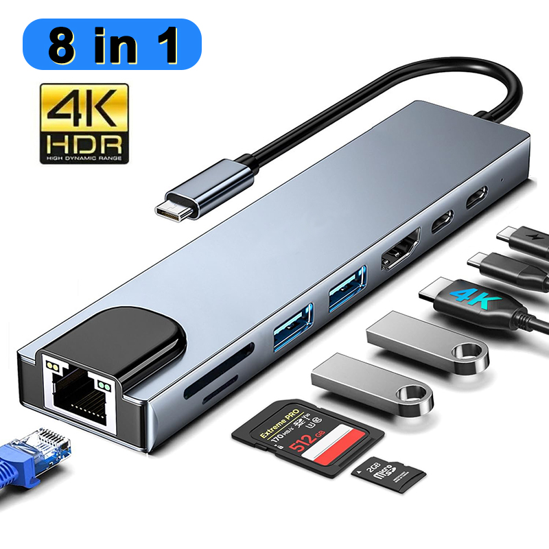 Desk Setup Usb Hub - 8 In 1 USB Type C