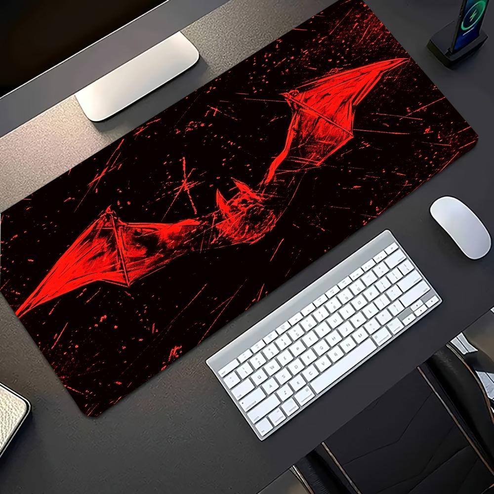 Desk Setup Red - Dark Red Bat Pattern Large Gaming