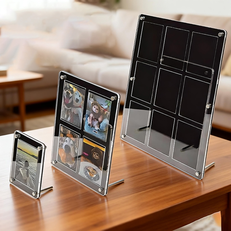 Desk Setup Photo - Clear Acrylic Multi-grid Photo Display Stand