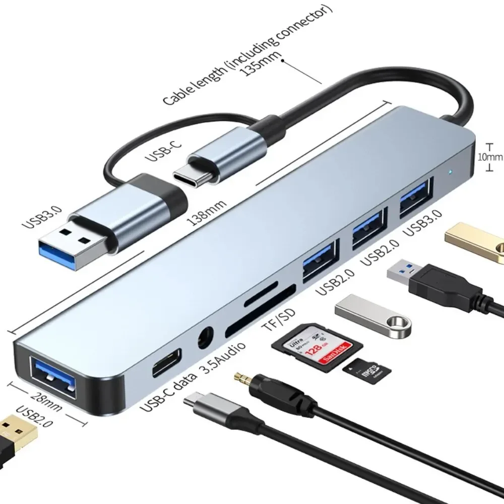Desk Setup Usb Hub - 8 In 2 USB-C Hub With