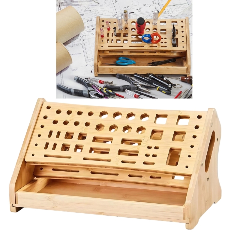 Desk Setup Natural - K1AE Natural Storage Shelf No Assembly