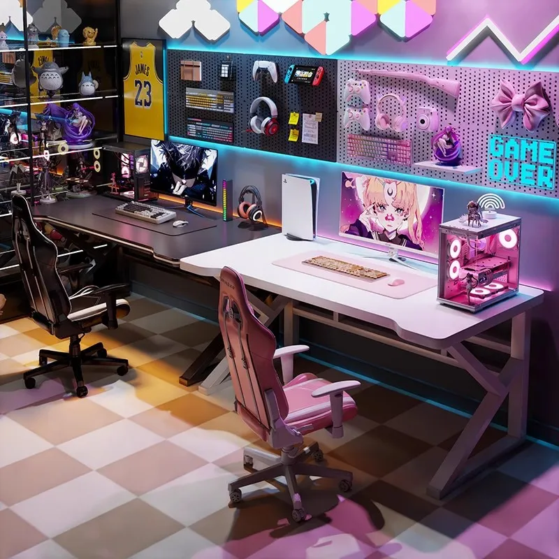 Desk Setup Bedroom - Double E-sports Gaming Desk Long Computer