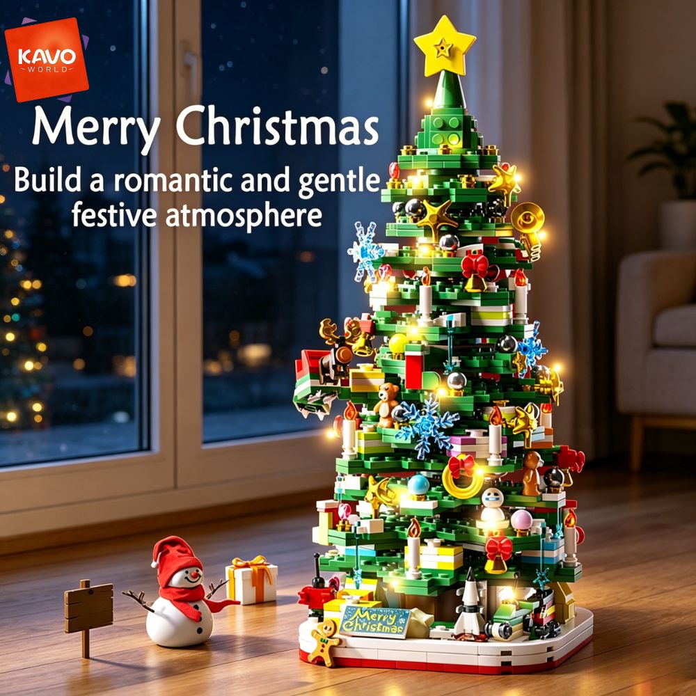 Desk Setup Options - KAVOWORLD 1024pcs Christmas Tree Building Bricks