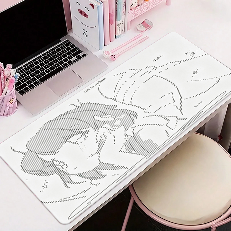 Desk Setup Mat - 1Pcs Leather Mouse Pad Anime Angel