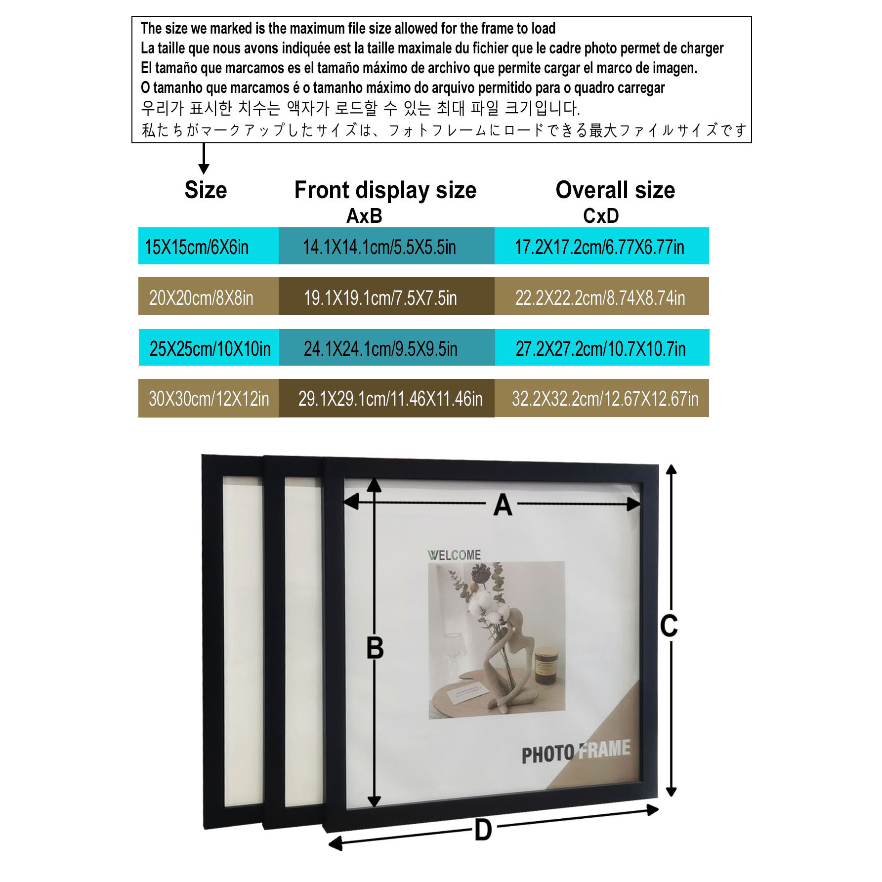 3Pcs Wood Square Photo Frames  - Desk Setup Photo recension och pris