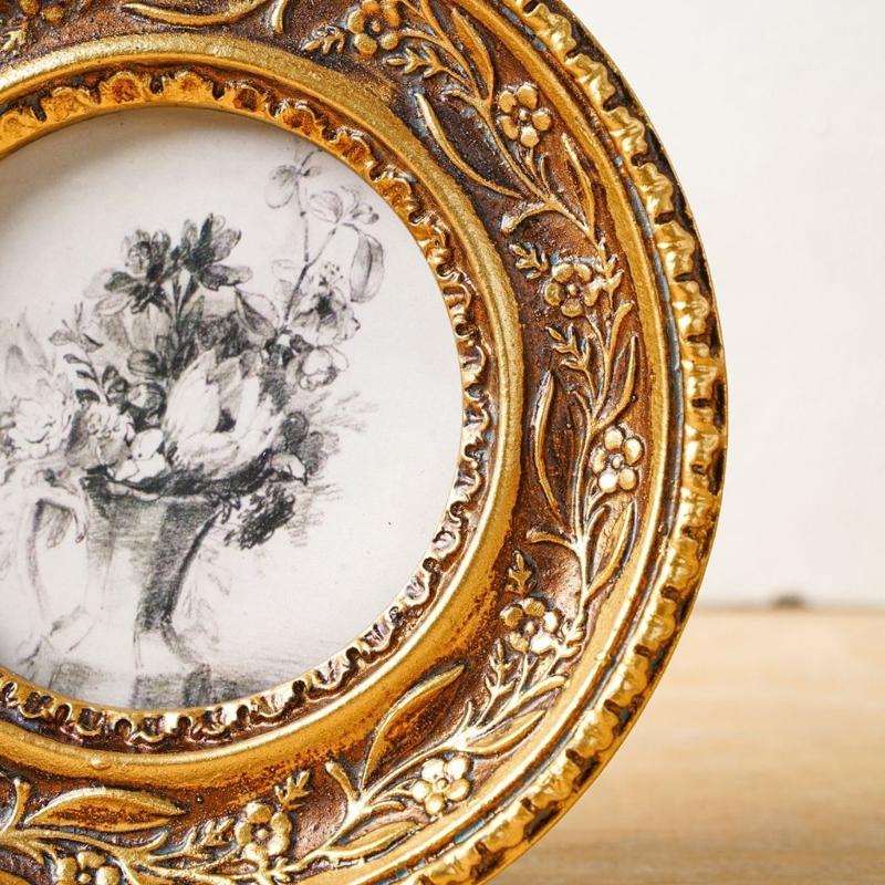 Antique Bronze Gold Round Phot - Desk Setup Photo recension och pris