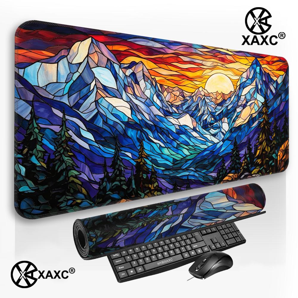 Stained Glass Mountain Desk Ma - Desk Setup Natural recension och pris