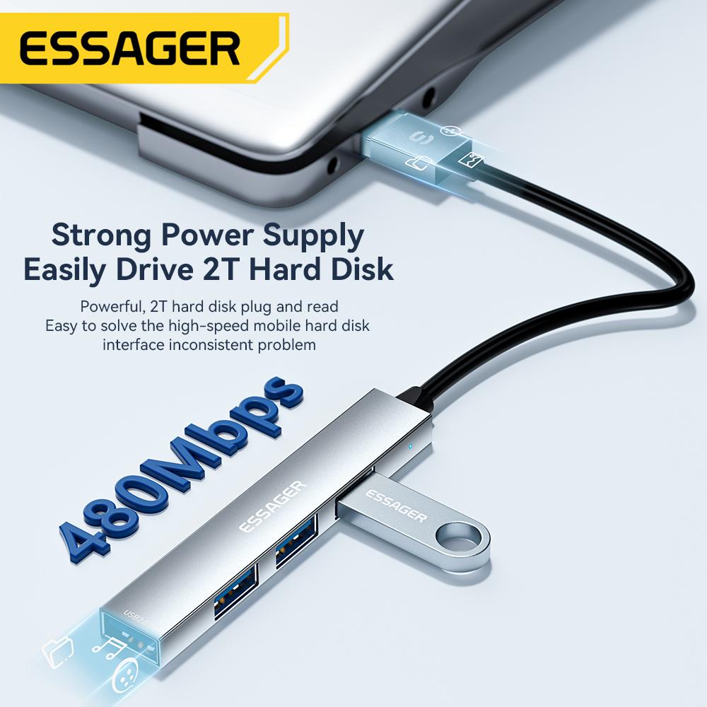 Essager 4 in 1 USB C Cable Hub - Desk Setup Usb Hub recension och pris