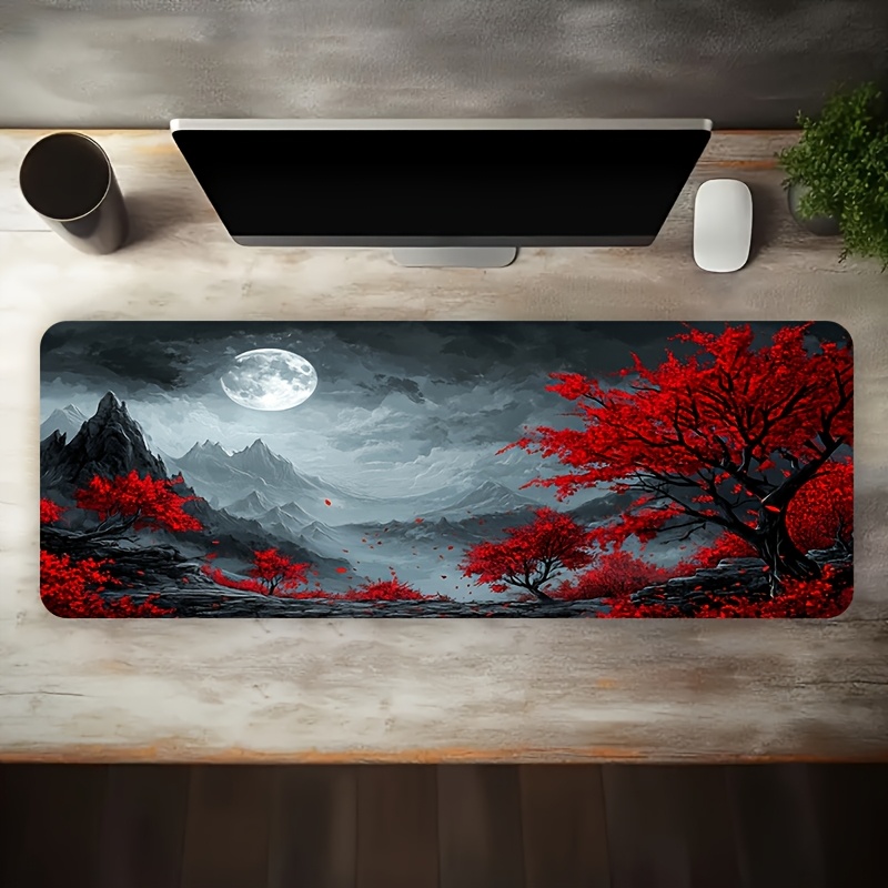Red Tree Moon Landscape Extend - Desk Setup Red recension och pris
