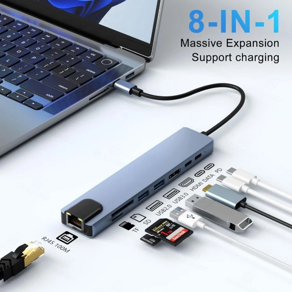USB C Hub 8/7 in 1 4K HDMI Ada - Desk Setup Usb Hub recension och pris