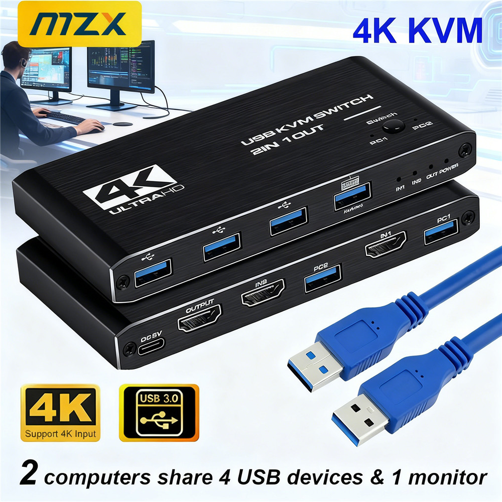 KVM Switch 4K 60Hz Switcher US - Desk Setup Usb Hub recension och pris
