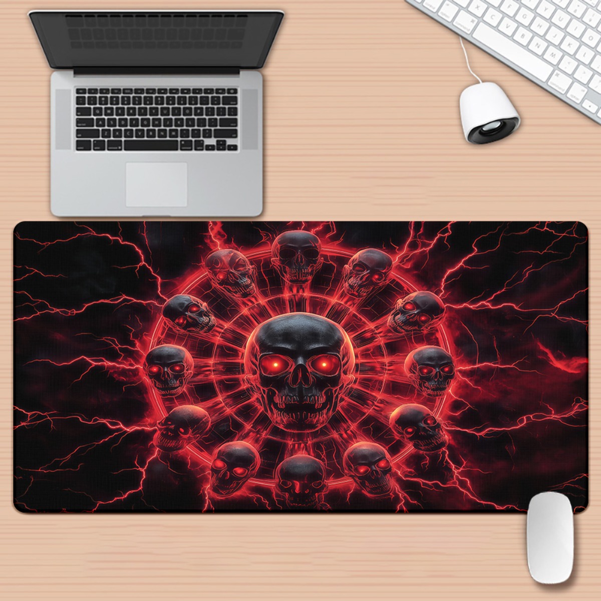 Gothic Skull Pentagram Gaming  - Desk Setup Red recension och pris
