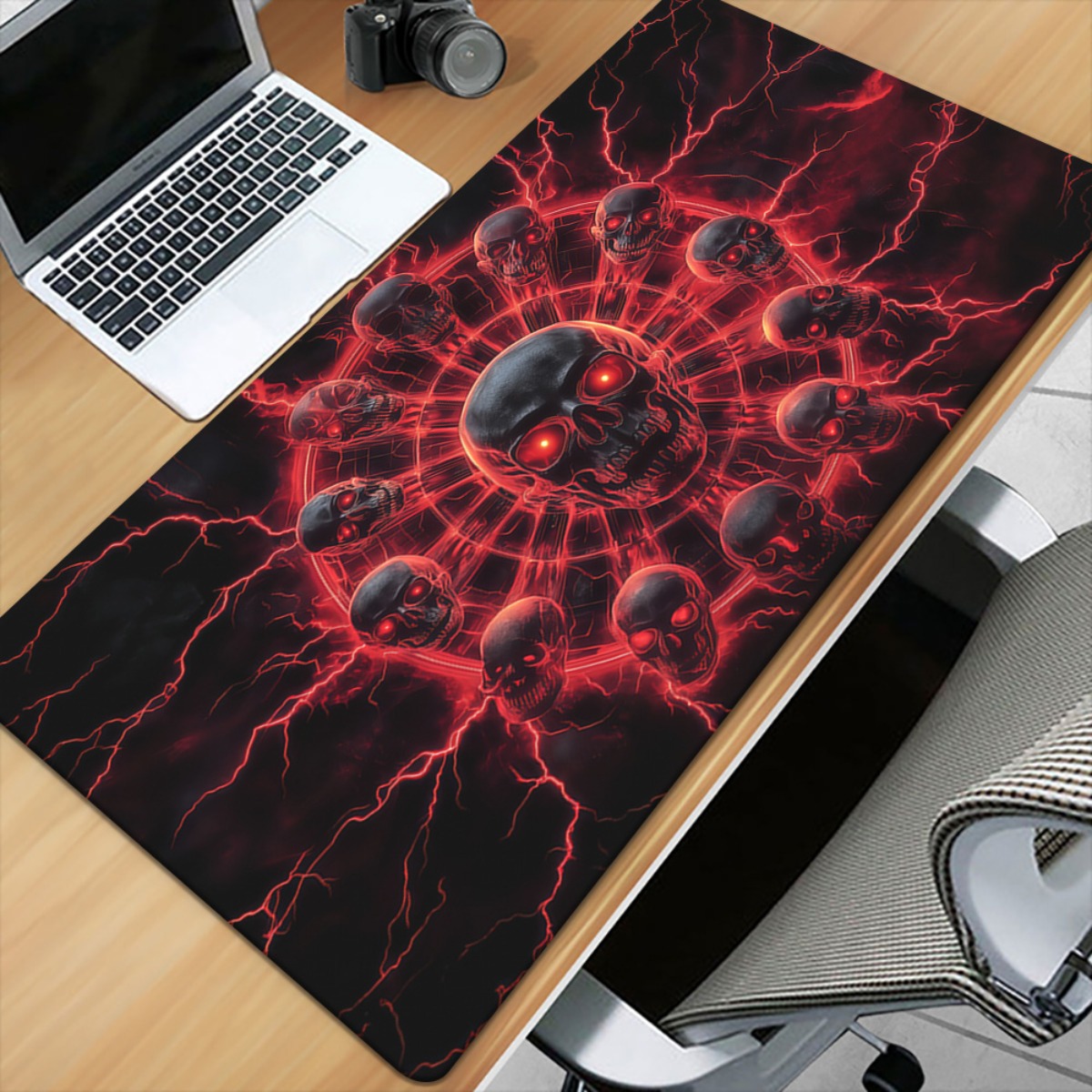Gothic Skull Pentagram Gaming  - Desk Setup Red recension och pris