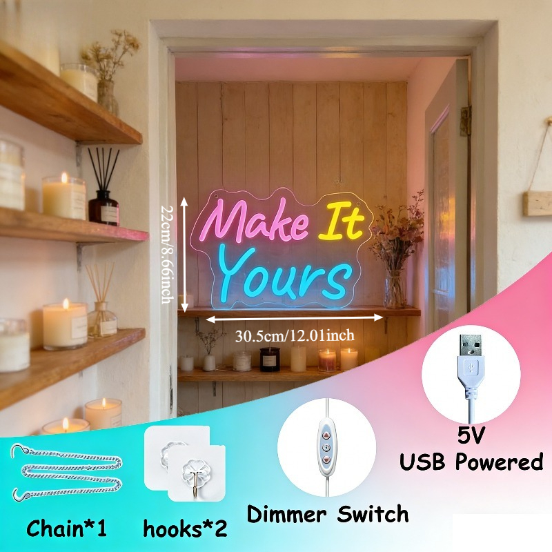 Make It Yours Neon Sign LED US - Your Desk Setup recension och pris