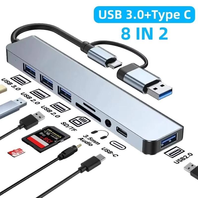 8 In 2 USB Type C HUB Docking  - Desk Setup Usb Hub recension och pris